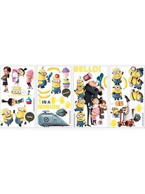 Despicable Me Wall Decals Minions Stickers Kids Room Decor Peel Stick Reusable